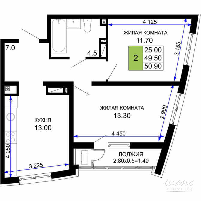 2-к квартира, 50.9 м², этаж 8/18 Краснодар - изображение 2