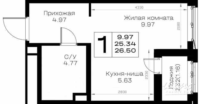 1-к квартира, 26.5 м², этаж 1/8 Всеволожск - изображение 3