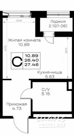 1-к квартира, 27.46 м², этаж 1/8 Всеволожск - изображение 3