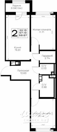 2-к квартира, 58.67 м², этаж 2/8 Всеволожск - изображение 3