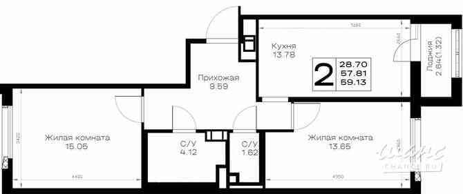 2-к квартира, 59.13 м², этаж 2/8 Всеволожск - изображение 3