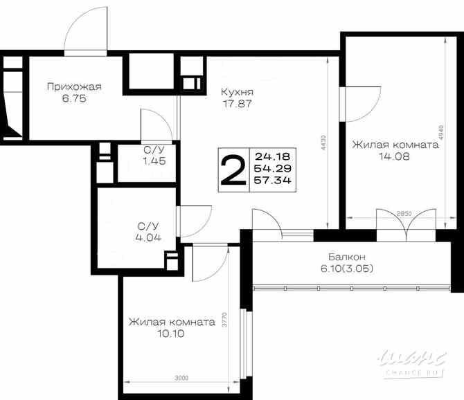 2-к квартира, 57.34 м², этаж 2/8 Всеволожск - изображение 3