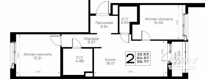 2-к квартира, 55.77 м², этаж 1/8 Всеволожск - изображение 3