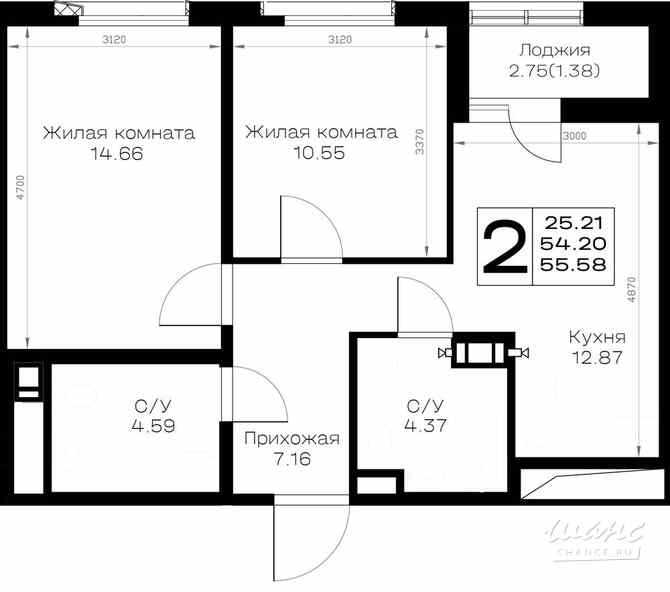 2-к квартира, 55.62 м², этаж 4/8 Всеволожск - изображение 3
