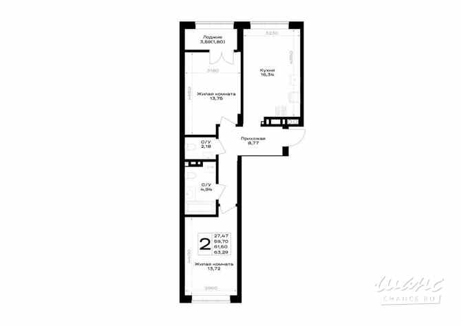 2-к квартира, 61.5 м², этаж 2/7 Гурьевск - изображение 3