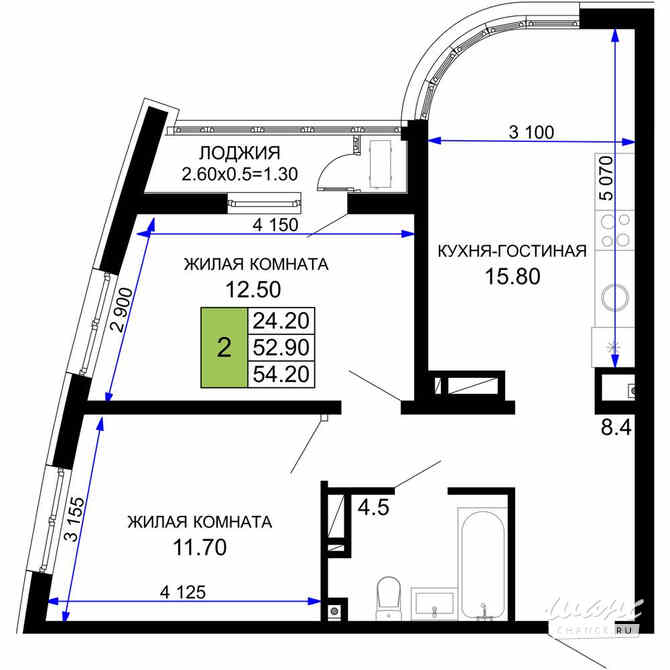 2-к квартира, 54.2 м², этаж 3/18 Краснодар - изображение 2