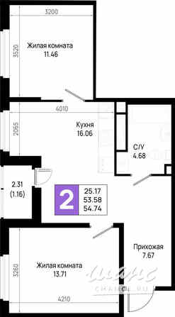 2-к квартира, 54.74 м², этаж 2/23 Всеволожск - изображение 3