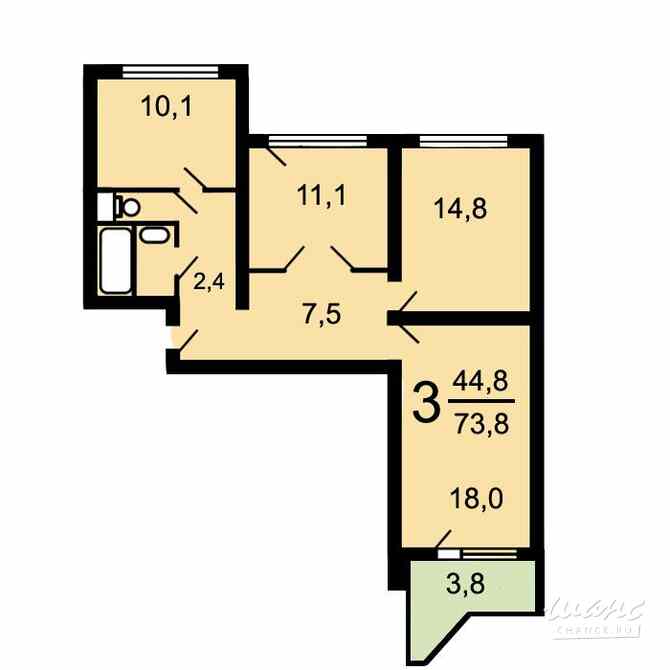 3-к квартира, 75.2 м², этаж 8/10 Москва - изображение 3