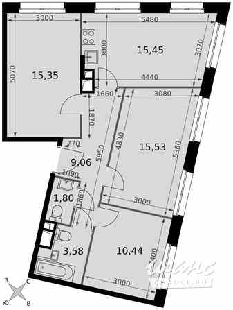 3-к квартира, 71.21 м², этаж 13/15 Москва - изображение 1