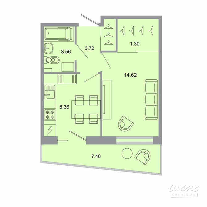 1-к квартира, 33.1 м², этаж 3/15 Бугры - изображение 1
