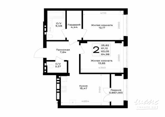 2-к квартира, 63.05 м², этаж 2/7 Гурьевск - изображение 3