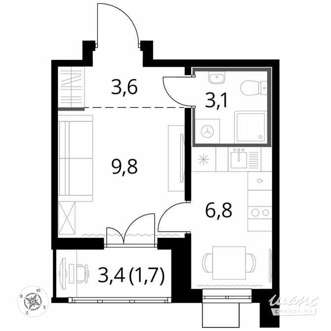 1-к квартира, 24.7 м², этаж 17/24 Люберцы - изображение 2