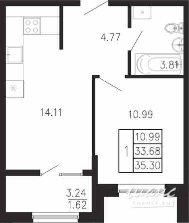 1-к квартира, 35.3 м², этаж 1/9 Крым - изображение 2