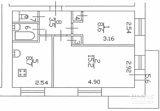 2-к квартира, 40 м², этаж 3/9 Санкт-Петербург - изображение 3