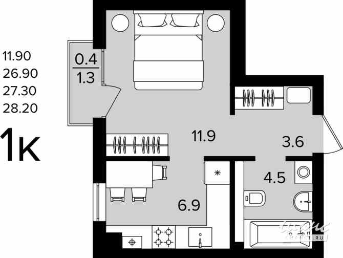 1-к квартира, 27.3 м², этаж 2/4 Гурьевск - изображение 3