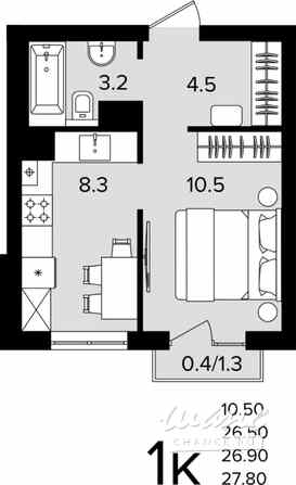 1-к квартира, 26.9 м², этаж 3/4 Гурьевск - изображение 3