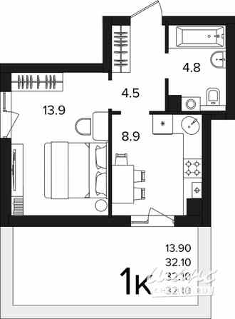 1-к квартира, 32.1 м², этаж 1/4 Гурьевск - изображение 3
