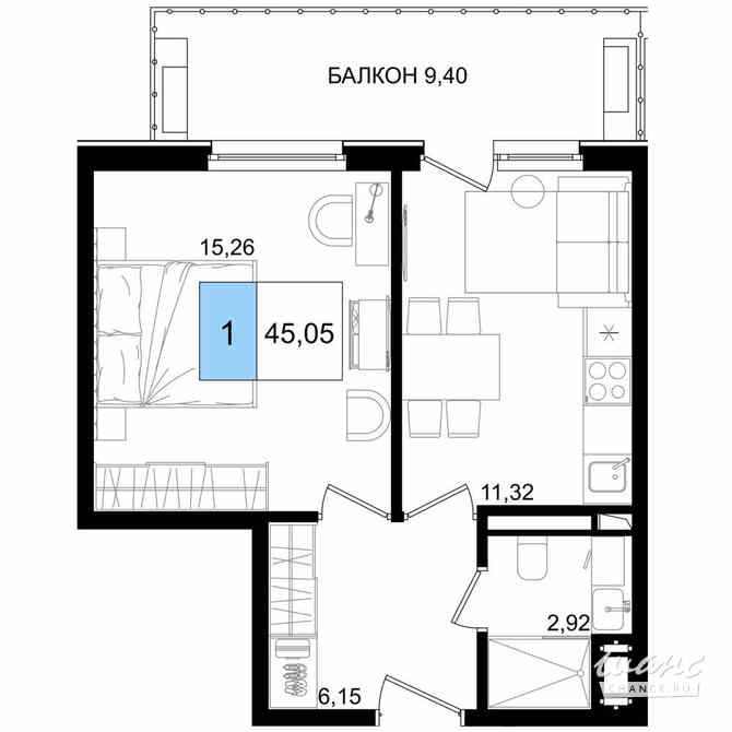 2-к квартира, 45.05 м², этаж 4/9 Анапа - изображение 3
