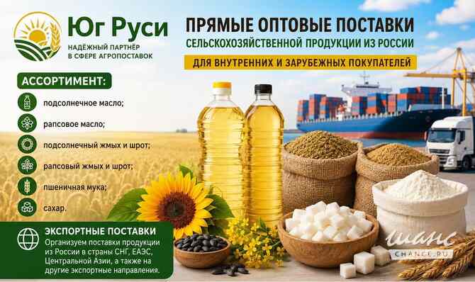 Сельхозпродукция оптом из России - масла, шрот, мука, сахар на экспорт Ростов-на-Дону - изображение 1