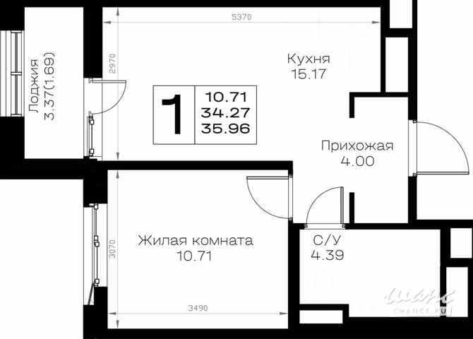 1-к квартира, 35.96 м², этаж 1/8 Всеволожск - изображение 3