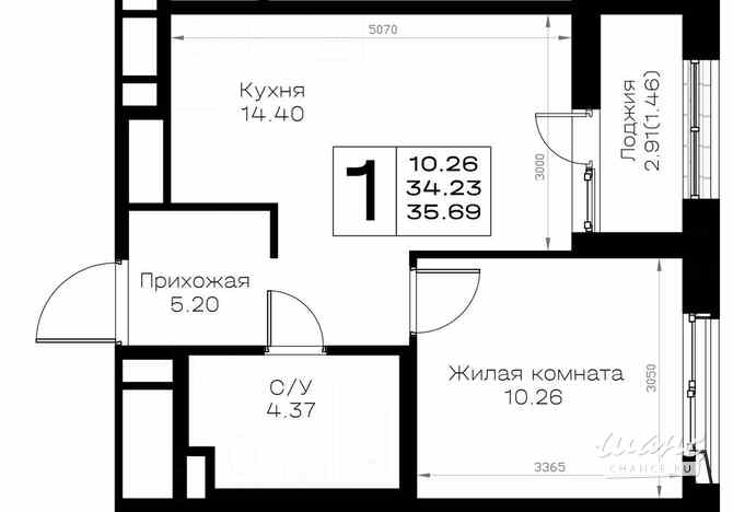 1-к квартира, 35.69 м², этаж 1/8 Всеволожск - изображение 3