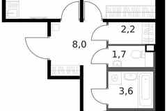 2-к квартира, 58.1 м², этаж 4/14