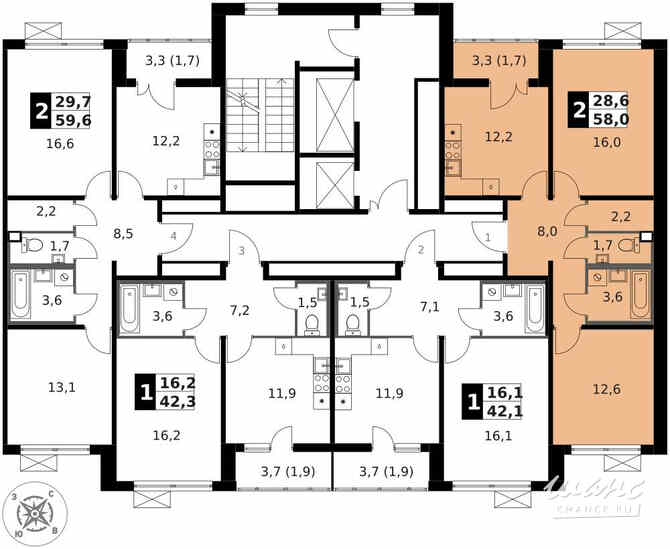 2-к квартира, 58.1 м², этаж 4/14 Москва - изображение 4