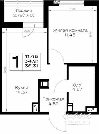 1-к квартира, 36.31 м², этаж 6/8 Всеволожск - изображение 3