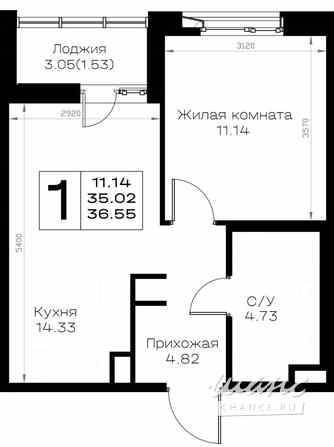 1-к квартира, 36.55 м², этаж 1/8 Всеволожск - изображение 3