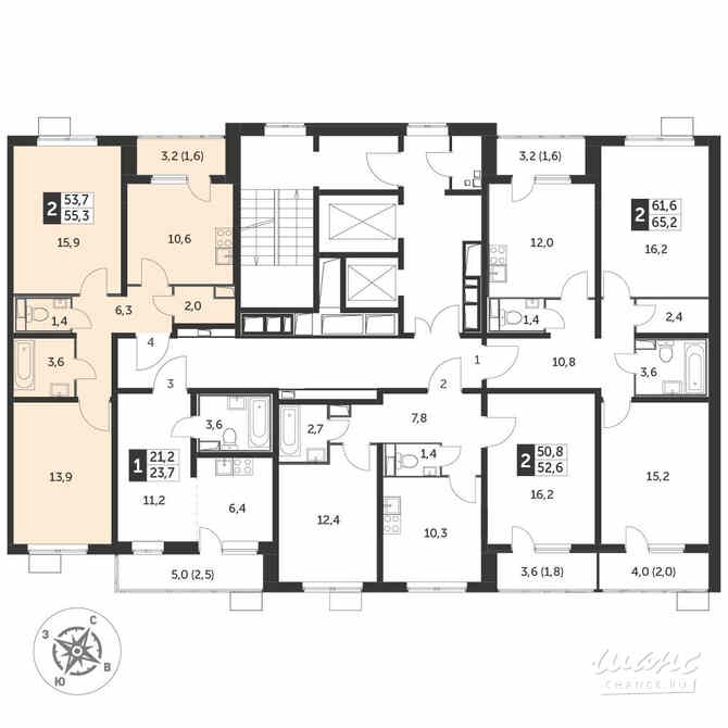 2-к квартира, 55 м², этаж 5/23 Люберцы - изображение 2