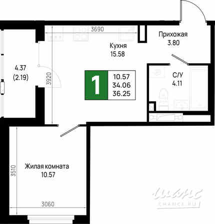 1-к квартира, 36.25 м², этаж 2/23 Всеволожск - изображение 3