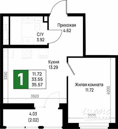 1-к квартира, 35.57 м², этаж 9/23 Всеволожск - изображение 3