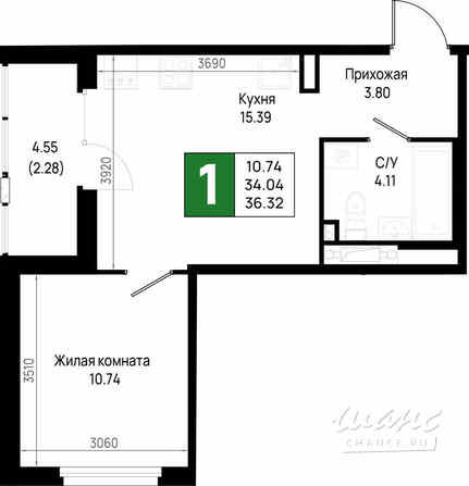 1-к квартира, 36.32 м², этаж 3/23 Всеволожск - изображение 3