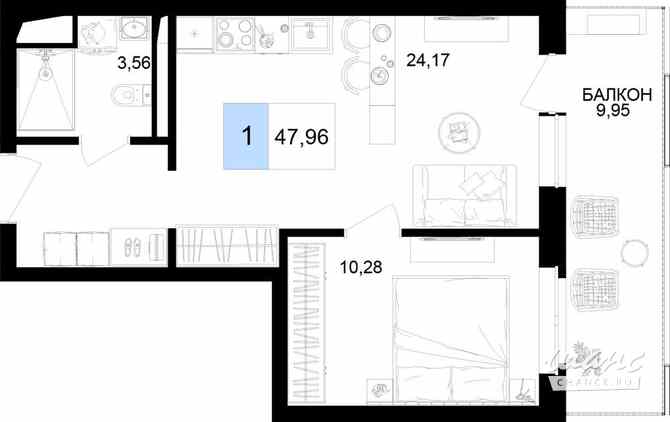 2-к квартира, 47.96 м², этаж 3/9 Анапа - изображение 3