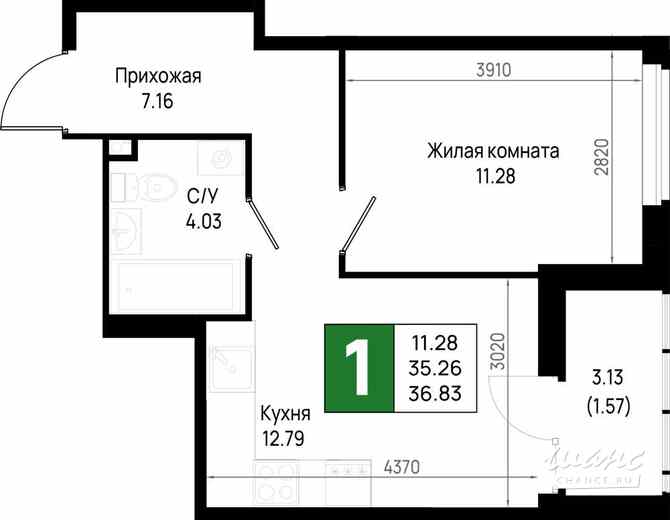 1-к квартира, 36.83 м², этаж 2/23 Всеволожск - изображение 3