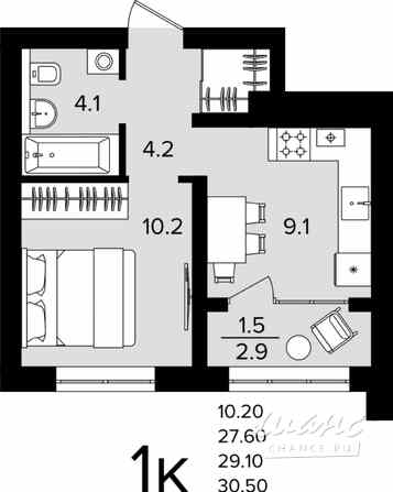 1-к квартира, 29.1 м², этаж 2/4 Гурьевск - изображение 3