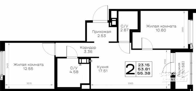 2-к квартира, 56.38 м², этаж 8/8 Всеволожск - изображение 3