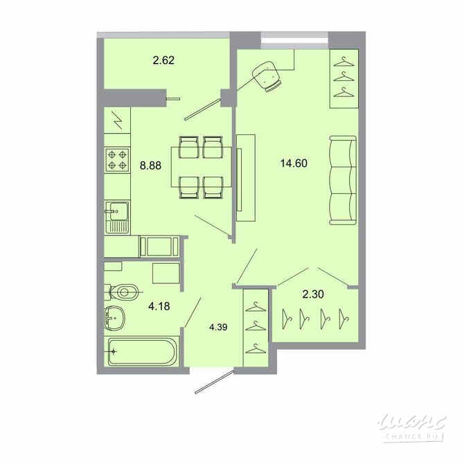 1-к квартира, 35.1 м², этаж 12/15 Бугры - изображение 1