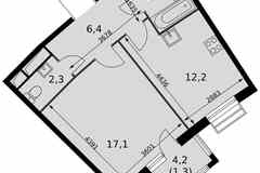 1-к квартира, 42.7 м², этаж 9/16