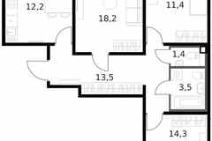 3-к квартира, 76.4 м², этаж 14/14