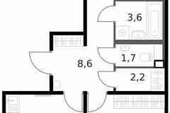 2-к квартира, 61.4 м², этаж 14/14