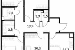 4-к квартира, 110.1 м², этаж 8/14