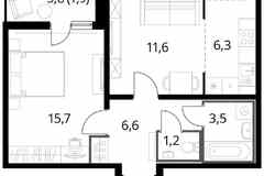 2-к квартира, 46.9 м², этаж 5/24