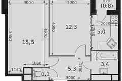 2-к квартира, 43.4 м², этаж 9/22