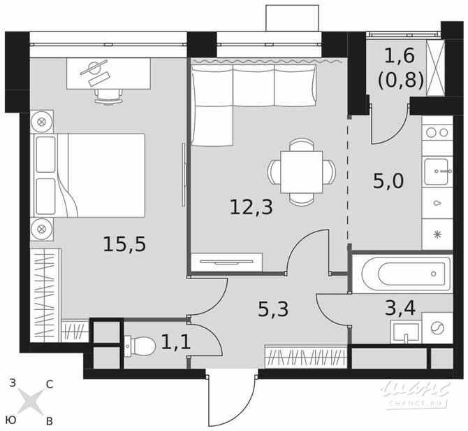 2-к квартира, 43.4 м², этаж 9/22 Москва - изображение 2