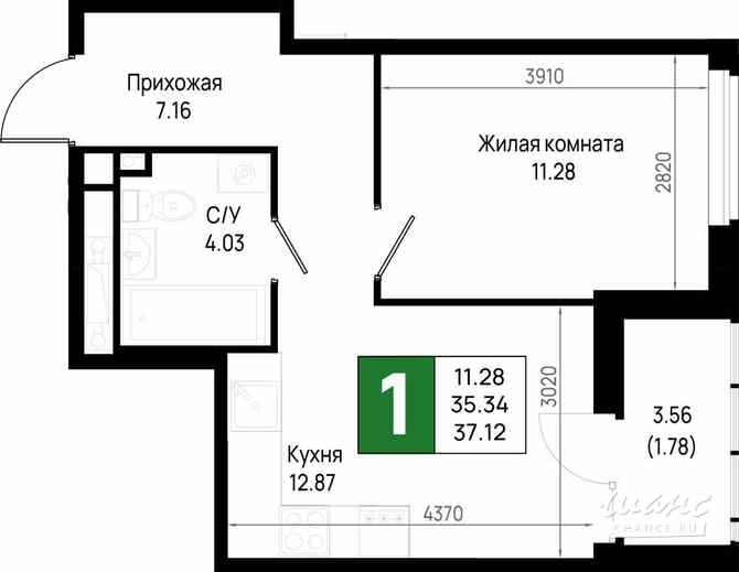 1-к квартира, 37.12 м², этаж 18/23 Всеволожск - изображение 3