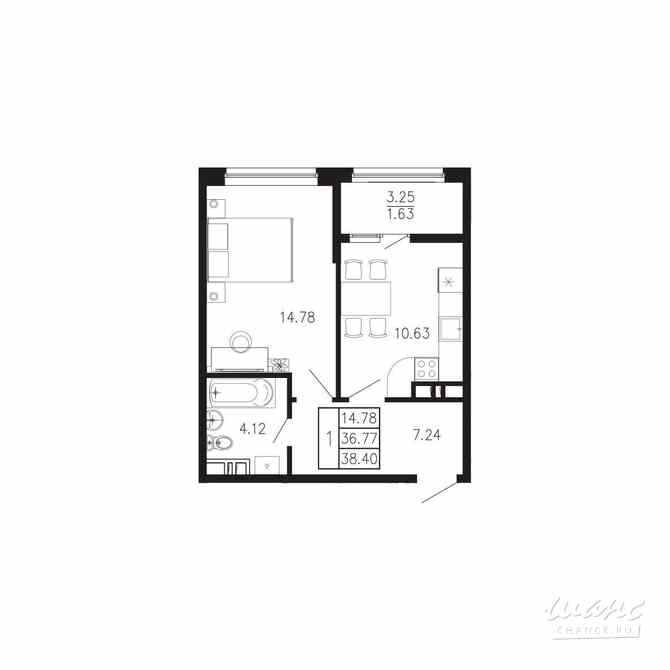 1-к квартира, 38.4 м², этаж 5/9 Крым - изображение 3