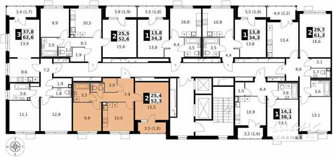 2-к квартира, 52.4 м², этаж 5/14 Москва - изображение 4