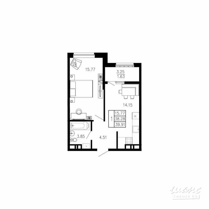 1-к квартира, 39.91 м², этаж 5/9 Крым - изображение 3