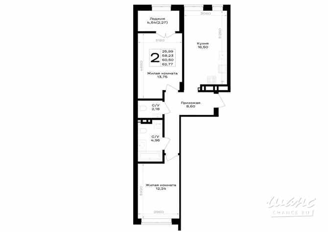 2-к квартира, 60.5 м², этаж 2/7 Гурьевск - изображение 3